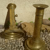 Pair of candlesticks a push brass