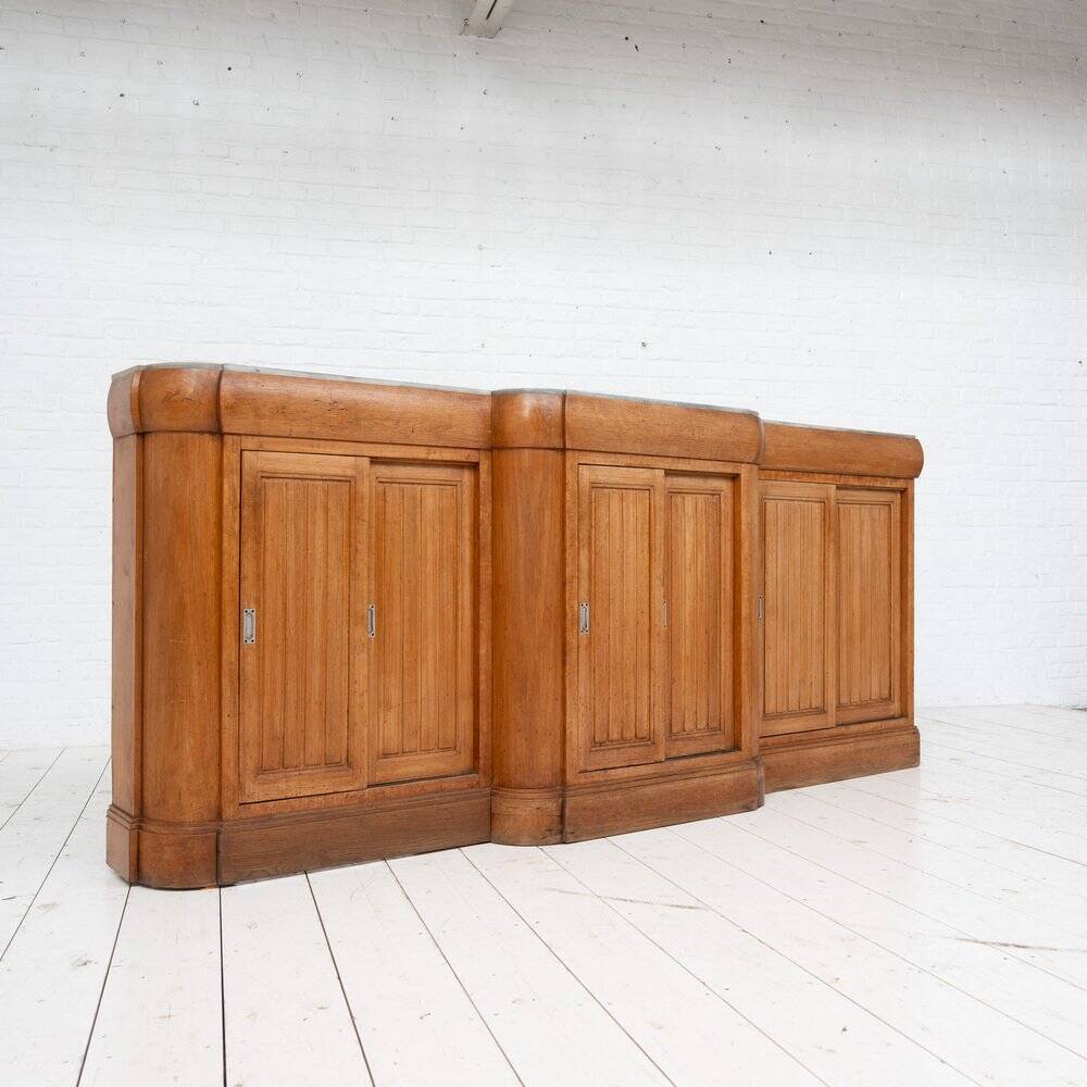 French vintage Art Deco bar in walnut and marble, 1920.