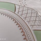 Pie dish with ears in water green and golden frieze l'Amandinoise