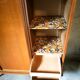 Vintage Scandinavian wardrobe, tapered legs, sliding door.