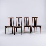 Set of 4 teak and leather dining chairs, Denmark 1960s