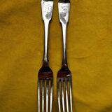 Pair of English solid silver table forks – 1815