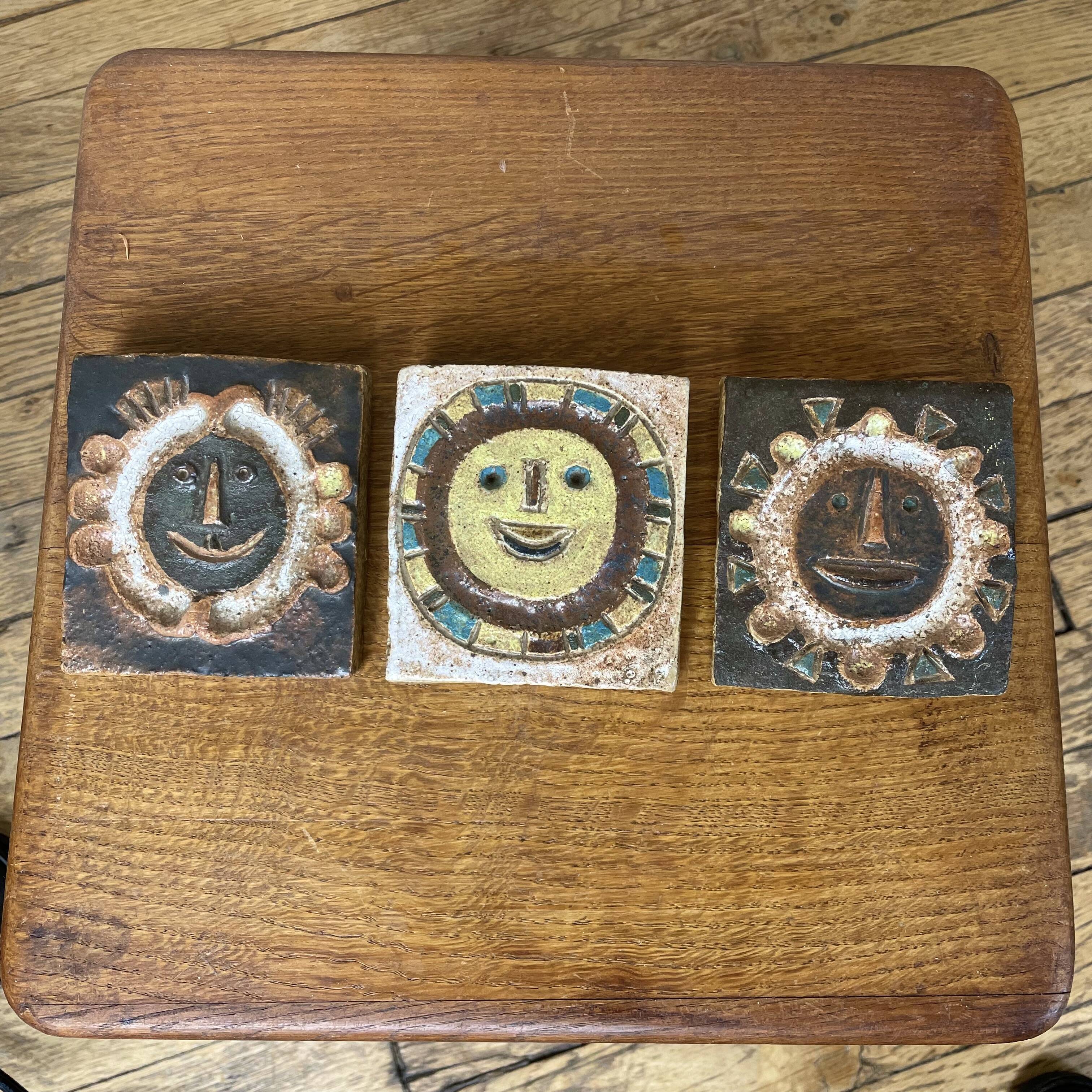Set of 3 ceramic plates by Les Argonautes, Vallauris, circa 1960