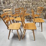 Lot of 8 country bistro chairs 1970