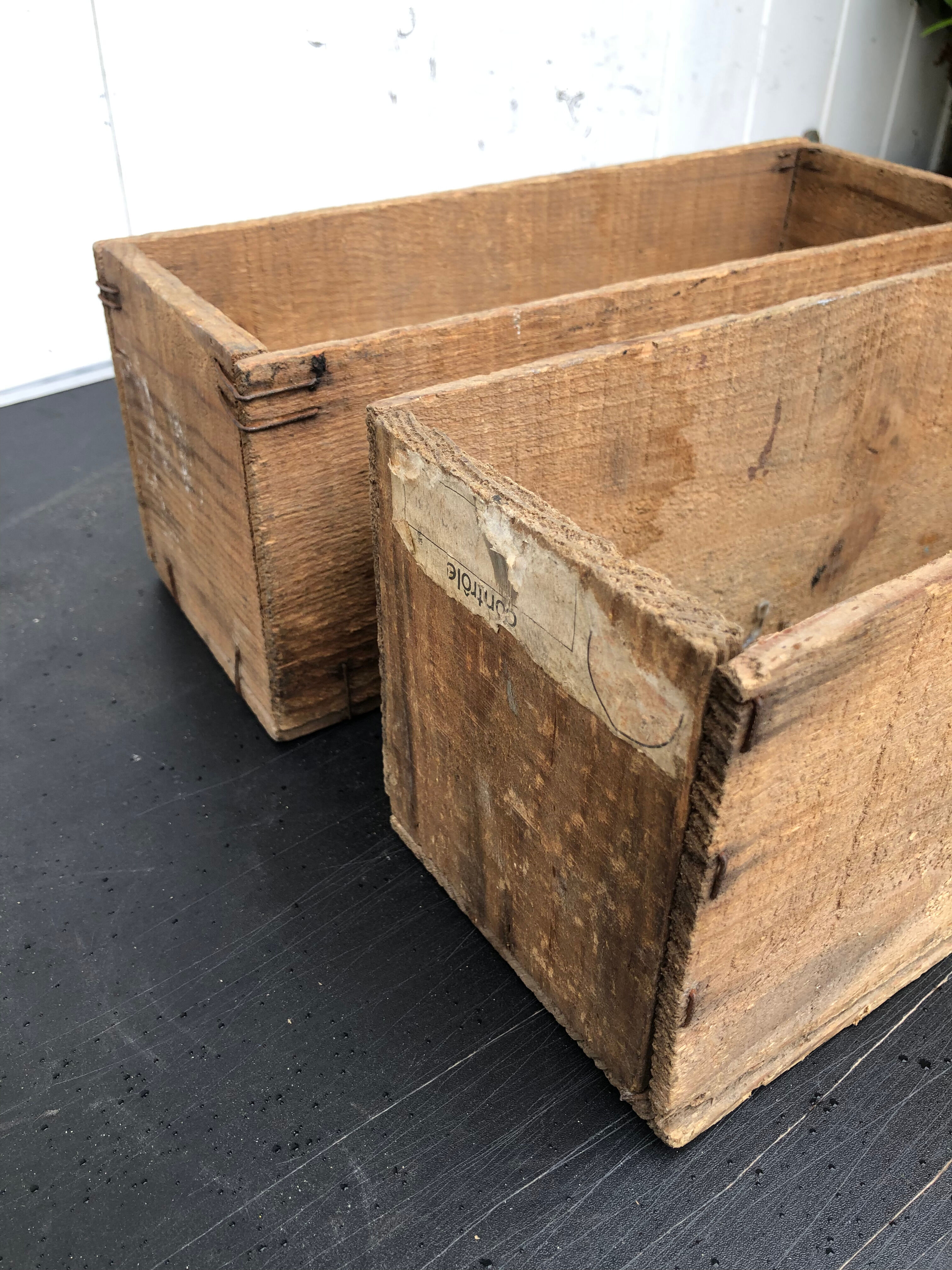 Old wood storage boxes