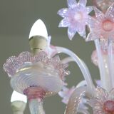 Extraordinary Murano Glass Chandelier adorned with Pink Flowers