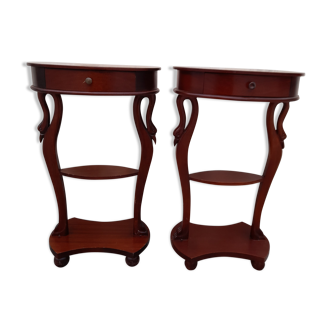Pair of Empire-style bedside tables with Swan collar