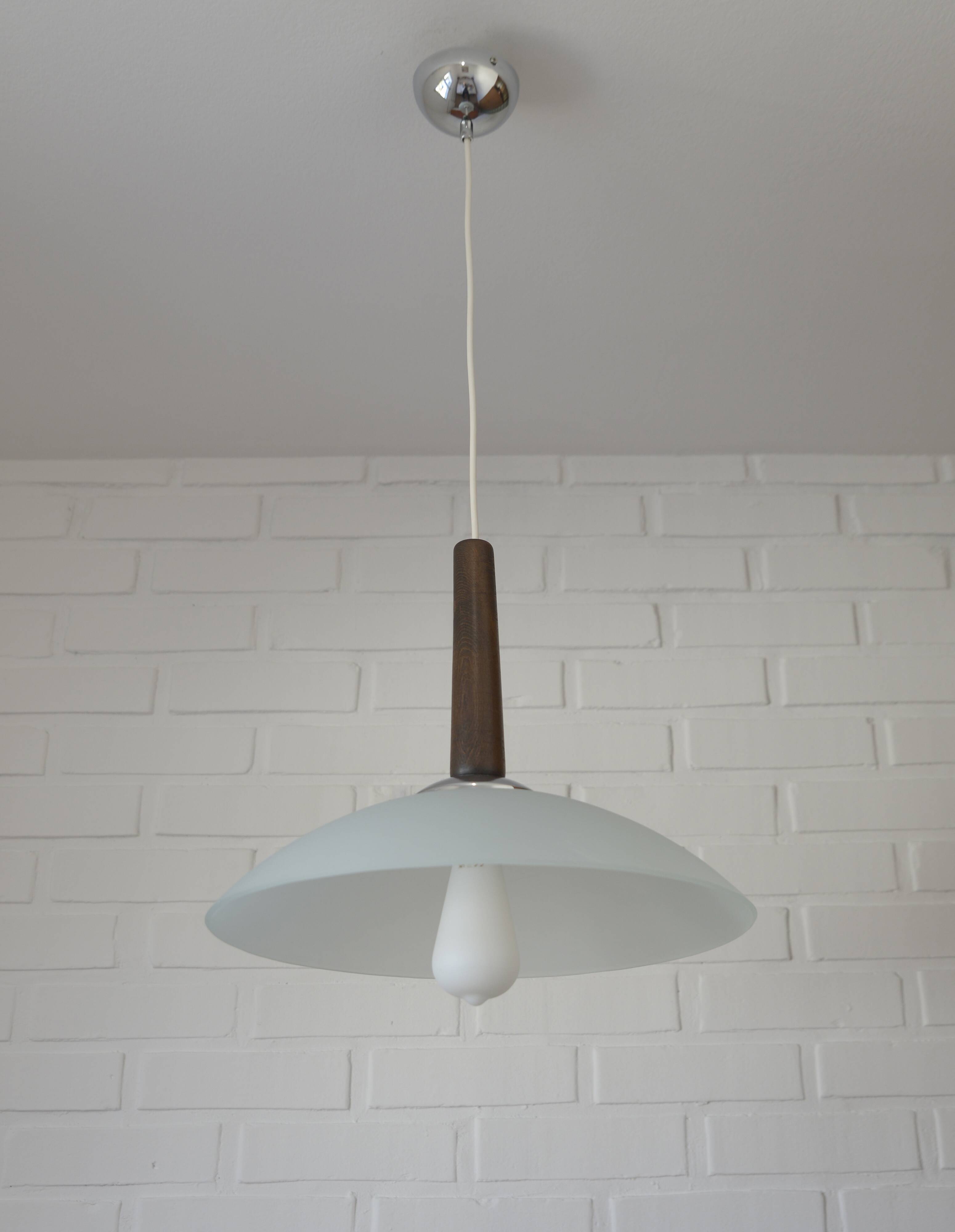 Hanging Lamp Mid-century modern Vintage Pendant Mint Green Glass Light 1970