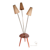 Lampadaire 3 feux avec tablette ,pieds tripode, années 60