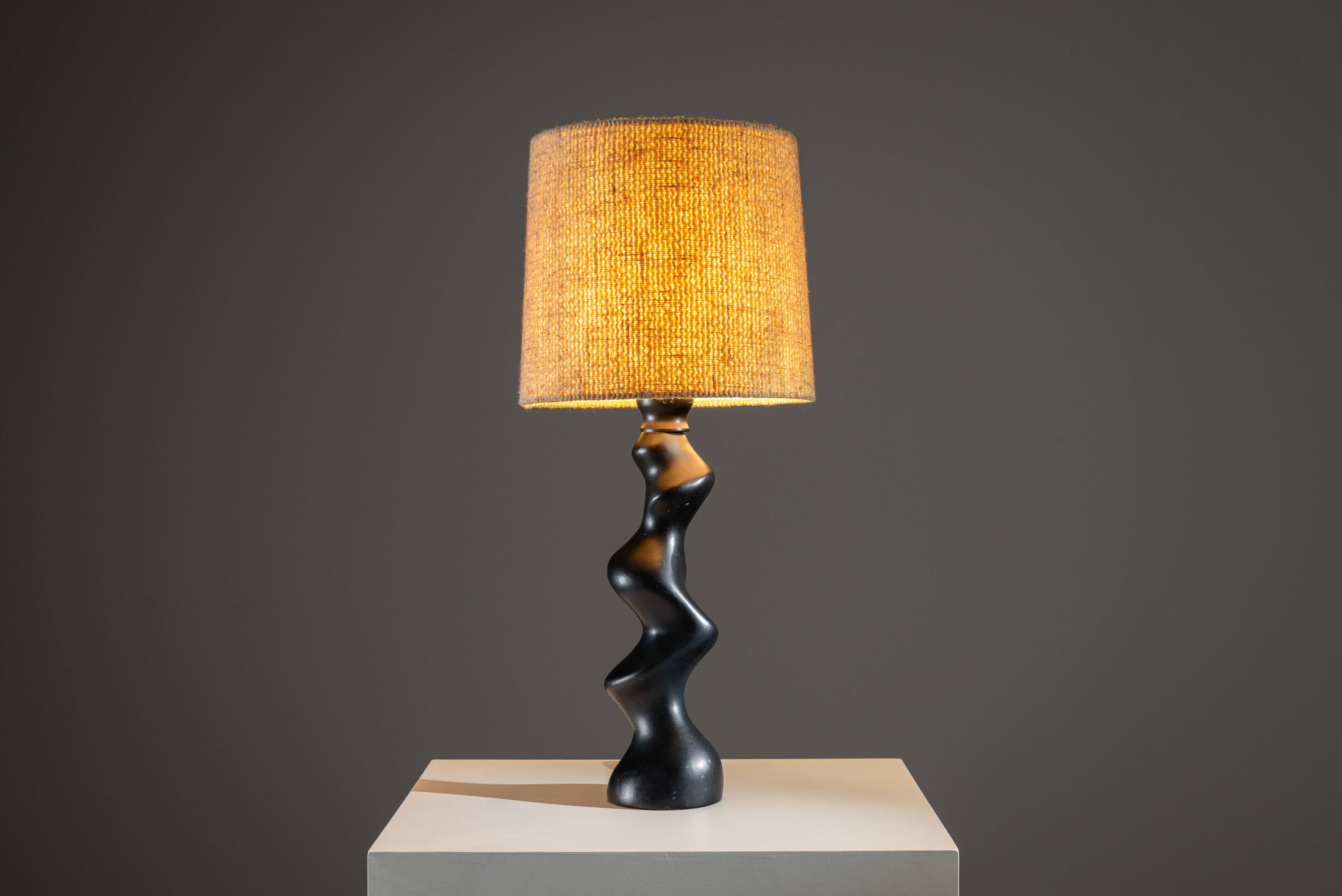 Sculptural wooden Typ 42 table lamp by Temde