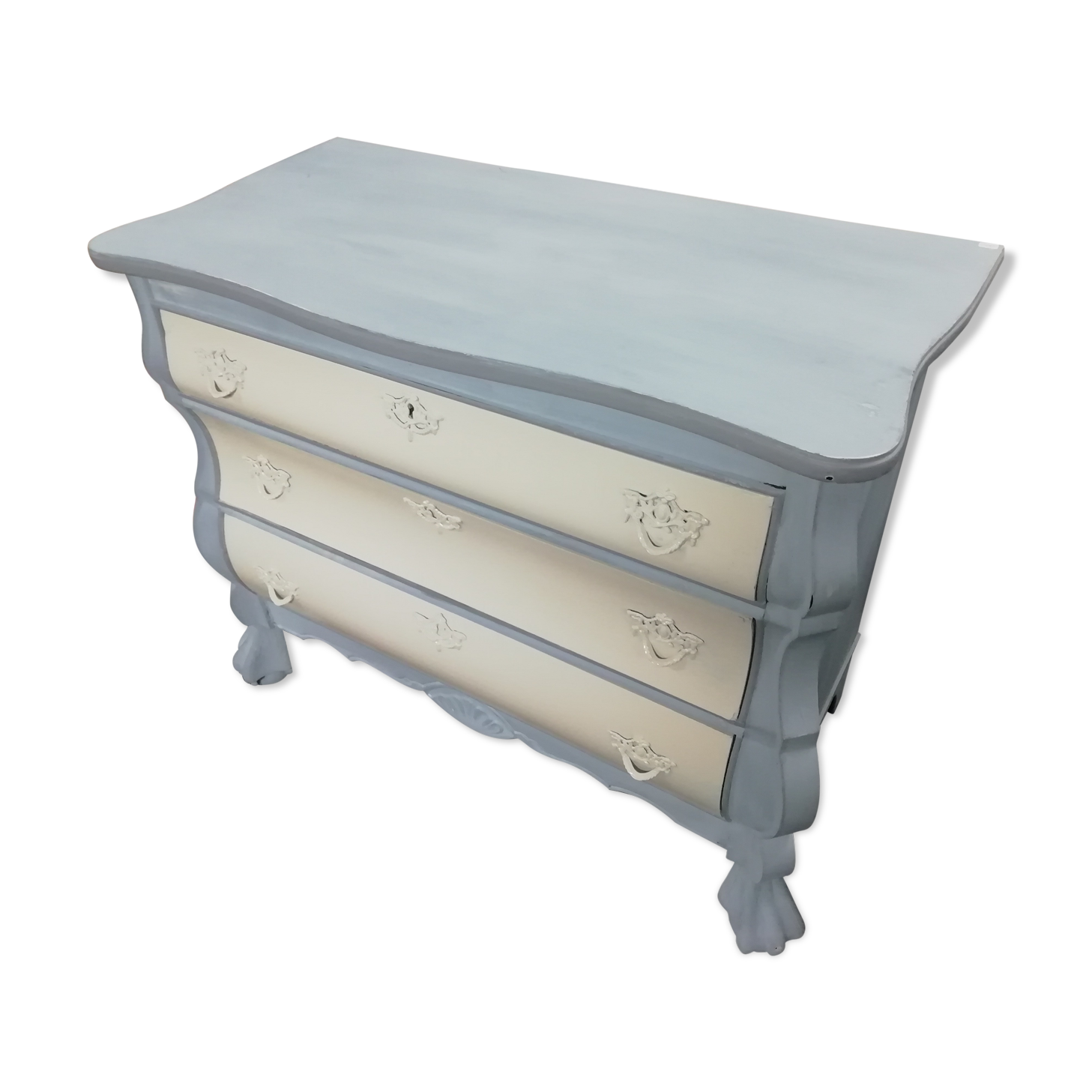 Chest of drawers 3 drawers painted patinated waxed