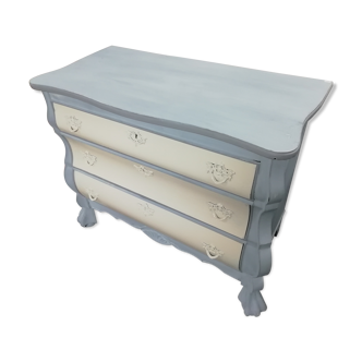 Chest of drawers 3 drawers painted patinated waxed