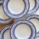 6 vintage deep plates with blue goose vichy decor
