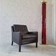 Danish mid century dark brown leather lounge chair, 1960s