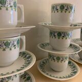 10 cups and 10 saucers in fine porcelain bernardaud cie, limoges for christofle, model eridan