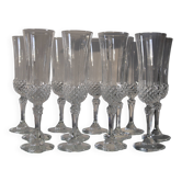 12 flûtes à champagne vintage en cristal d’Arques modèle Longchamp