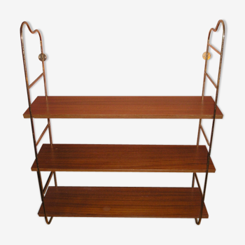 Golden wood-metal wall shelf Nisse Strinning