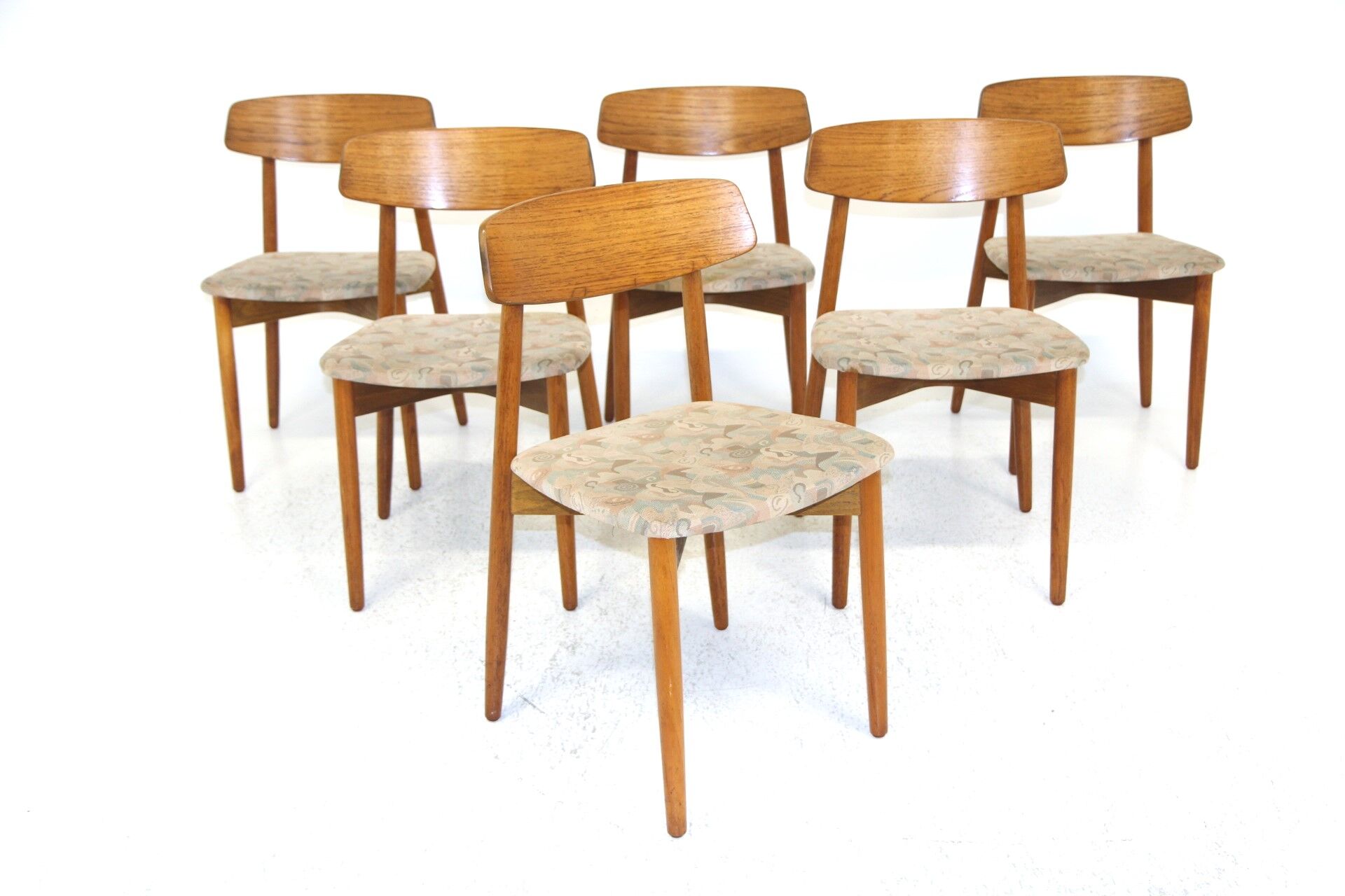 Set of 6 teak chairs, Harry Østergaard, Randers Møbelfabrik, Denmark, 1960
