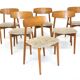 Set of 6 teak chairs, Harry Østergaard, Randers Møbelfabrik, Denmark, 1960