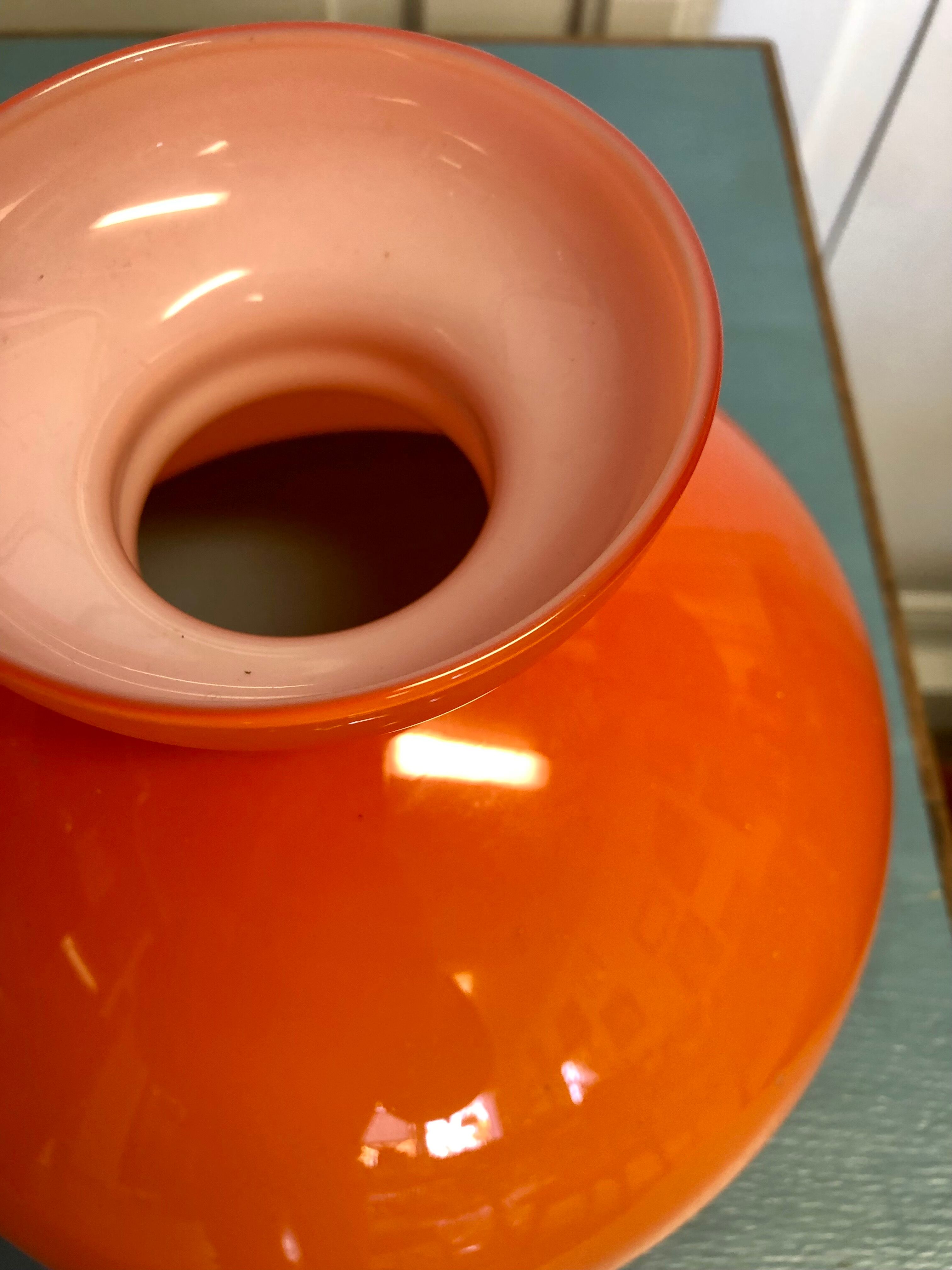 Abat-jour opaline orange années 70