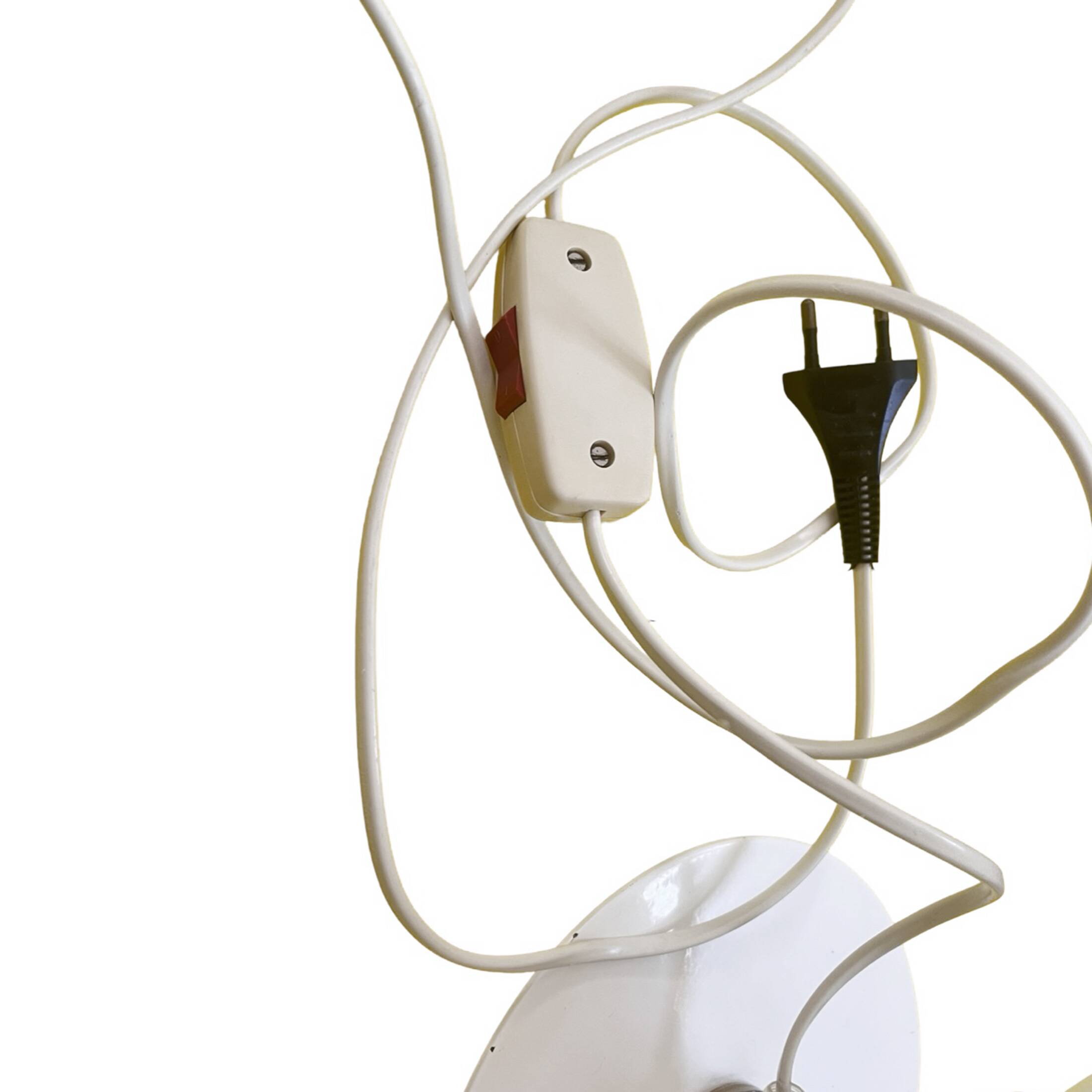 White, spherical space age table lamp, Poland 1980s.