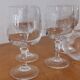 Set of 5 old port glasses with engraved crystal stems