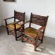 Paire de fauteuils style espagnol bois sculpté 1900