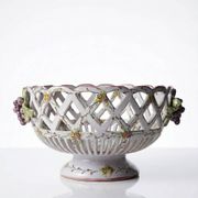 Openwork bowl in painted earthenware, Émile Tessier Le Croisic, 30-50's accident