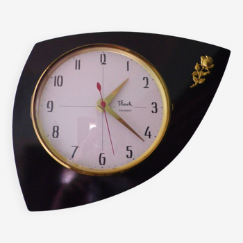 Horloge murale en formica noir, Marque Flash Transistor, Modèle Flavia
