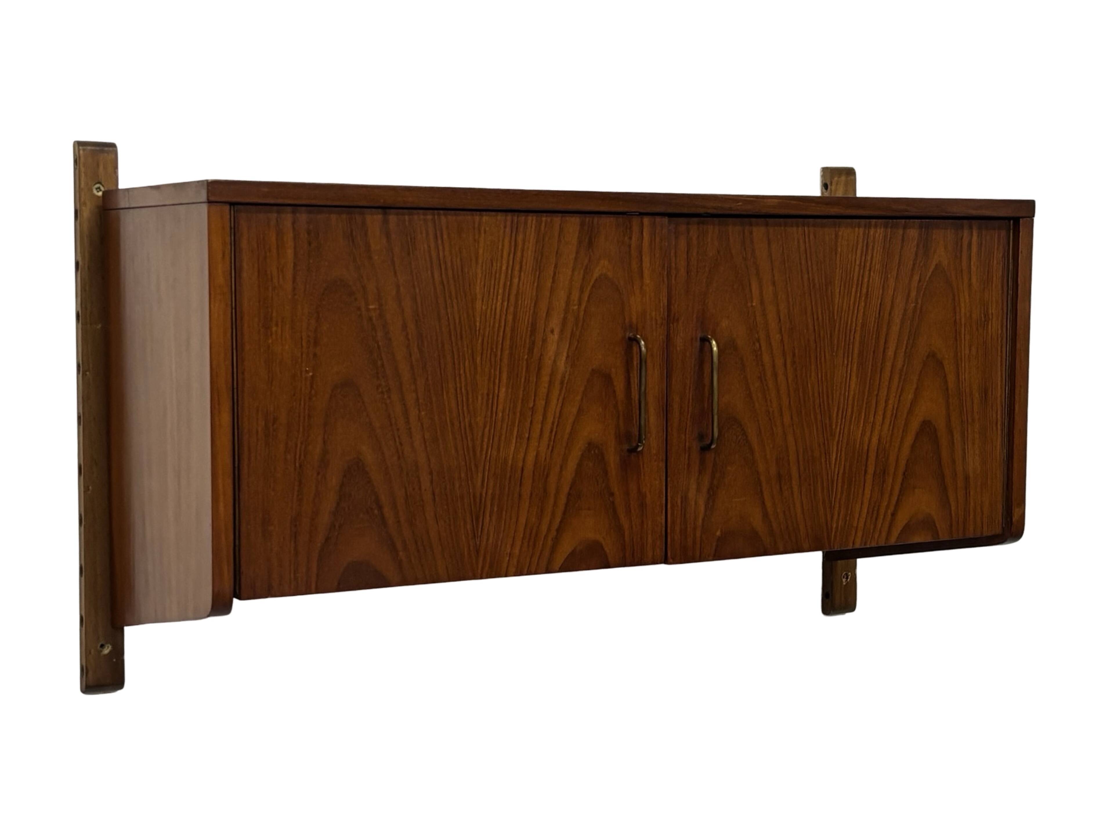 Vintage wall cabinet compact wall system 1960s teak veneer