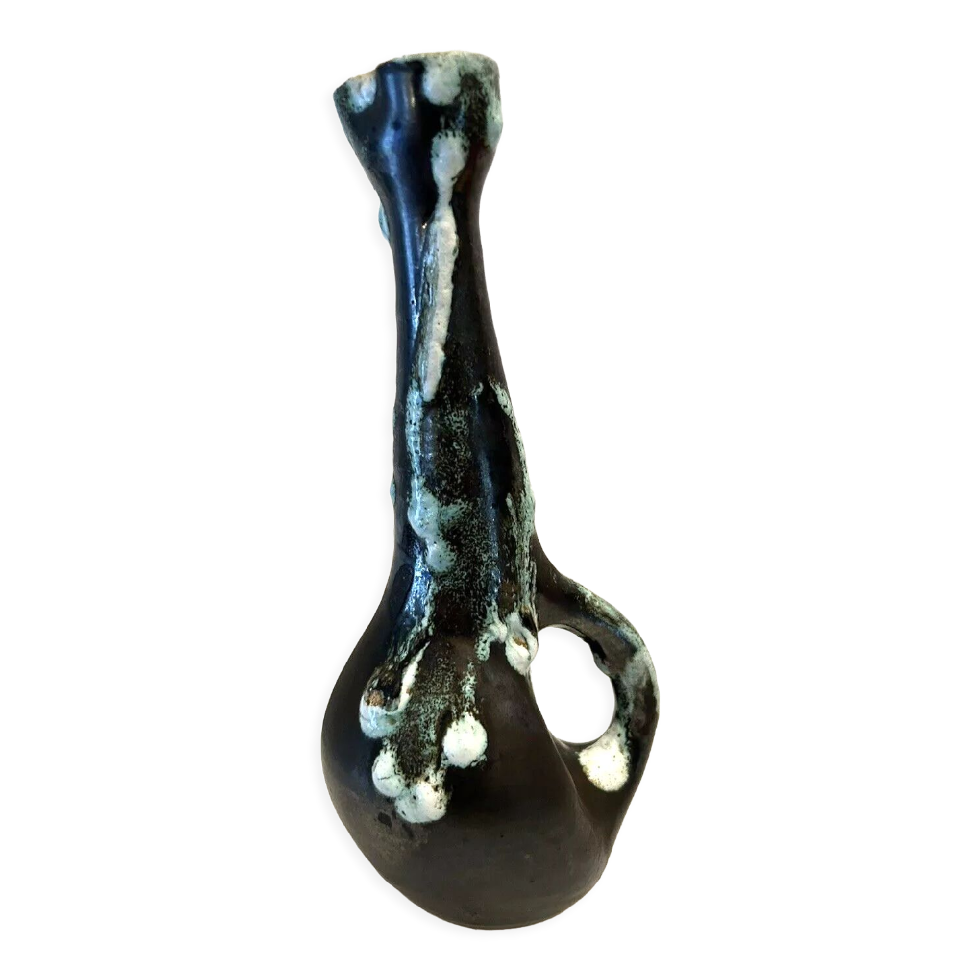 Old vase soliflore céramique " cyclops Annecy " Savoie, vintage 70'