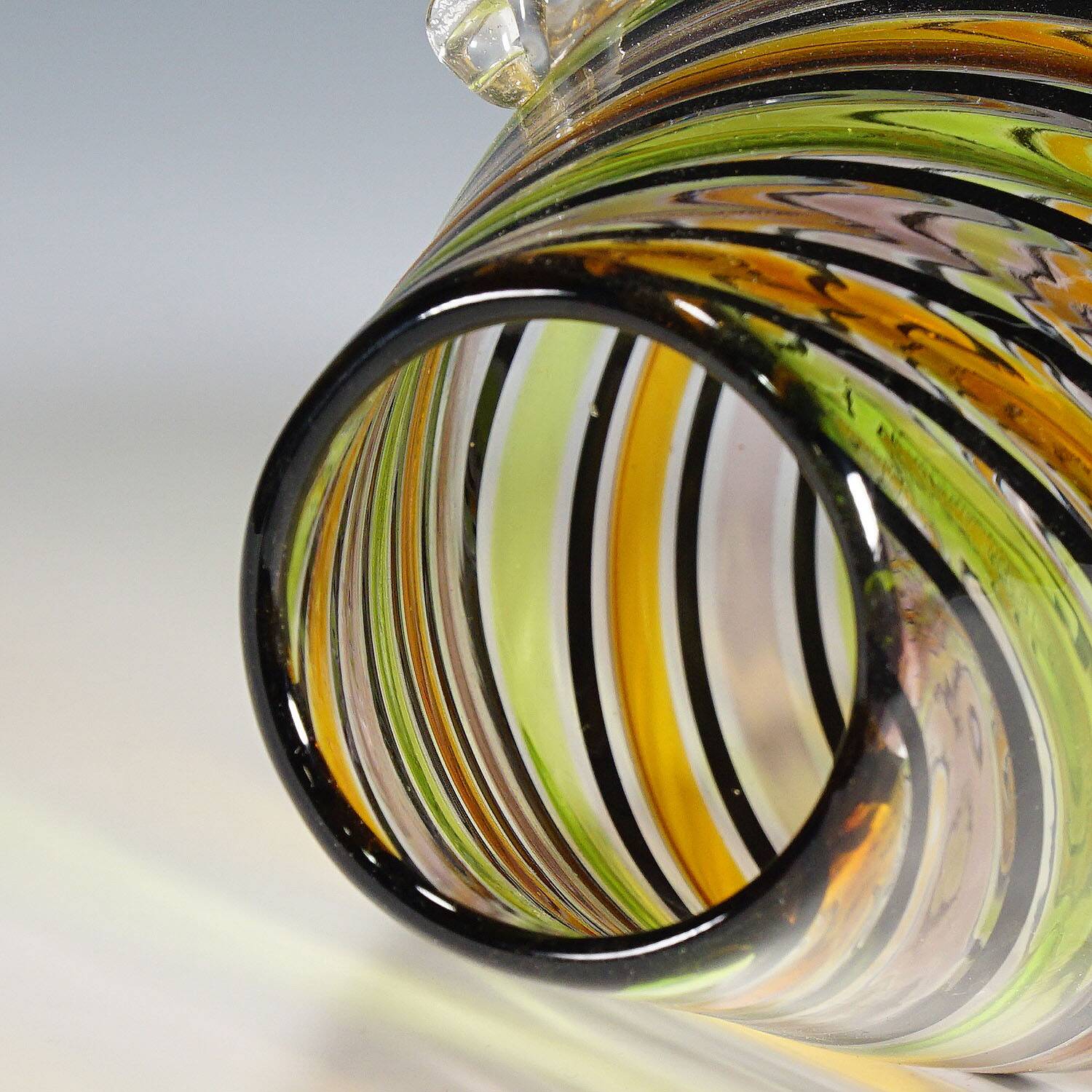 Glass vase "a canne" by Fratelli Toso with handles, Murano, Italy, circa