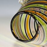 Glass vase "a canne" by Fratelli Toso with handles, Murano, Italy, circa