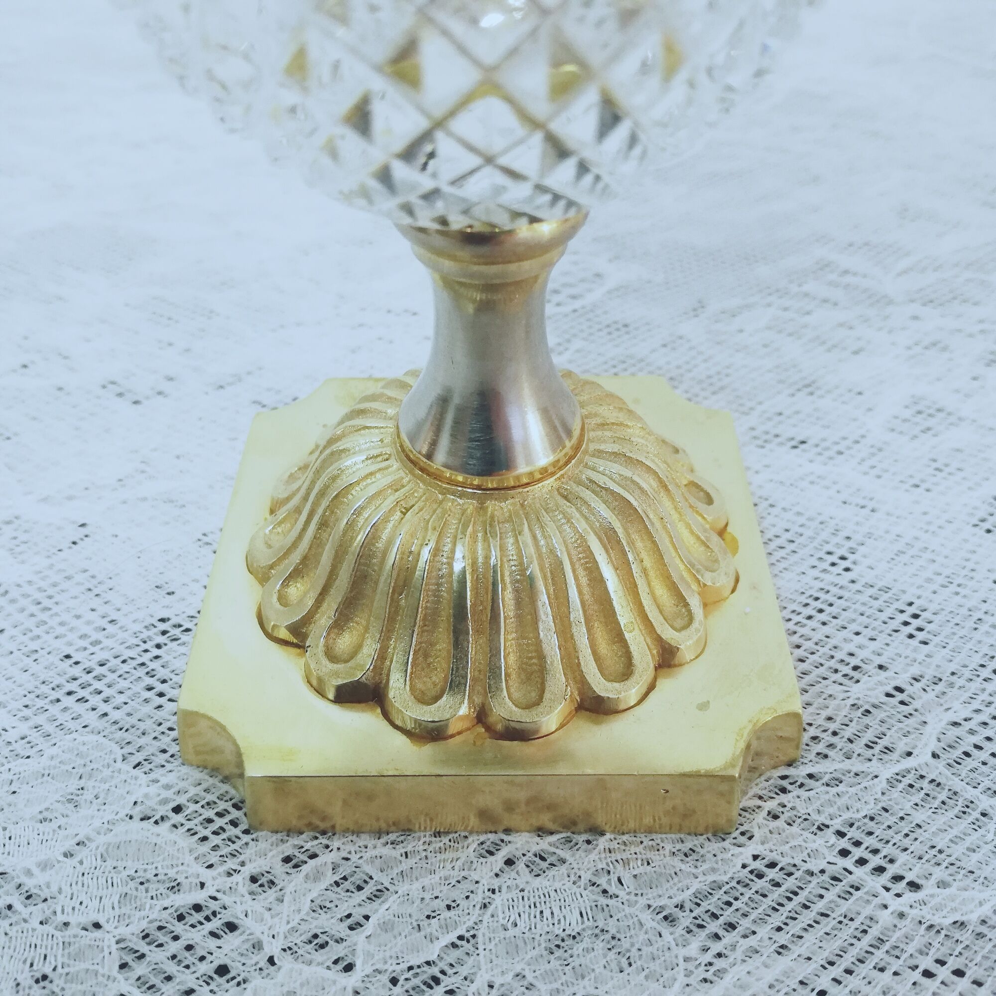 Medici vase in crystal, bronze and brass gilded height 15cm