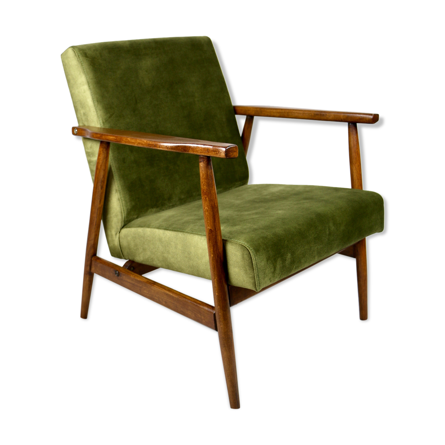 Vintage green olive easy chair, 1970s