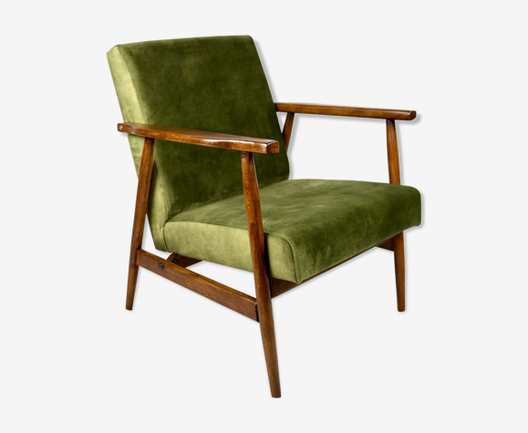 Vintage green olive easy chair, 1970s