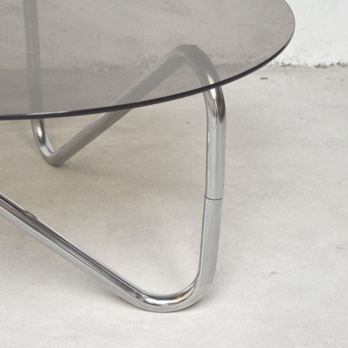 Glass and metal coffee table, 1980