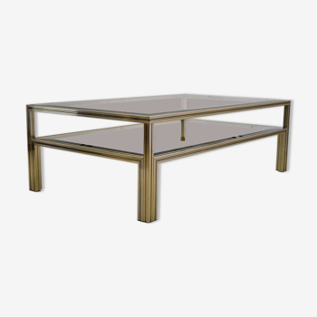 Lacquered brass, glass a two tier coffee table Pierre Vandel, circa 1970