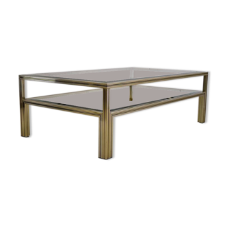 Lacquered brass, glass a two tier coffee table Pierre Vandel, circa 1970