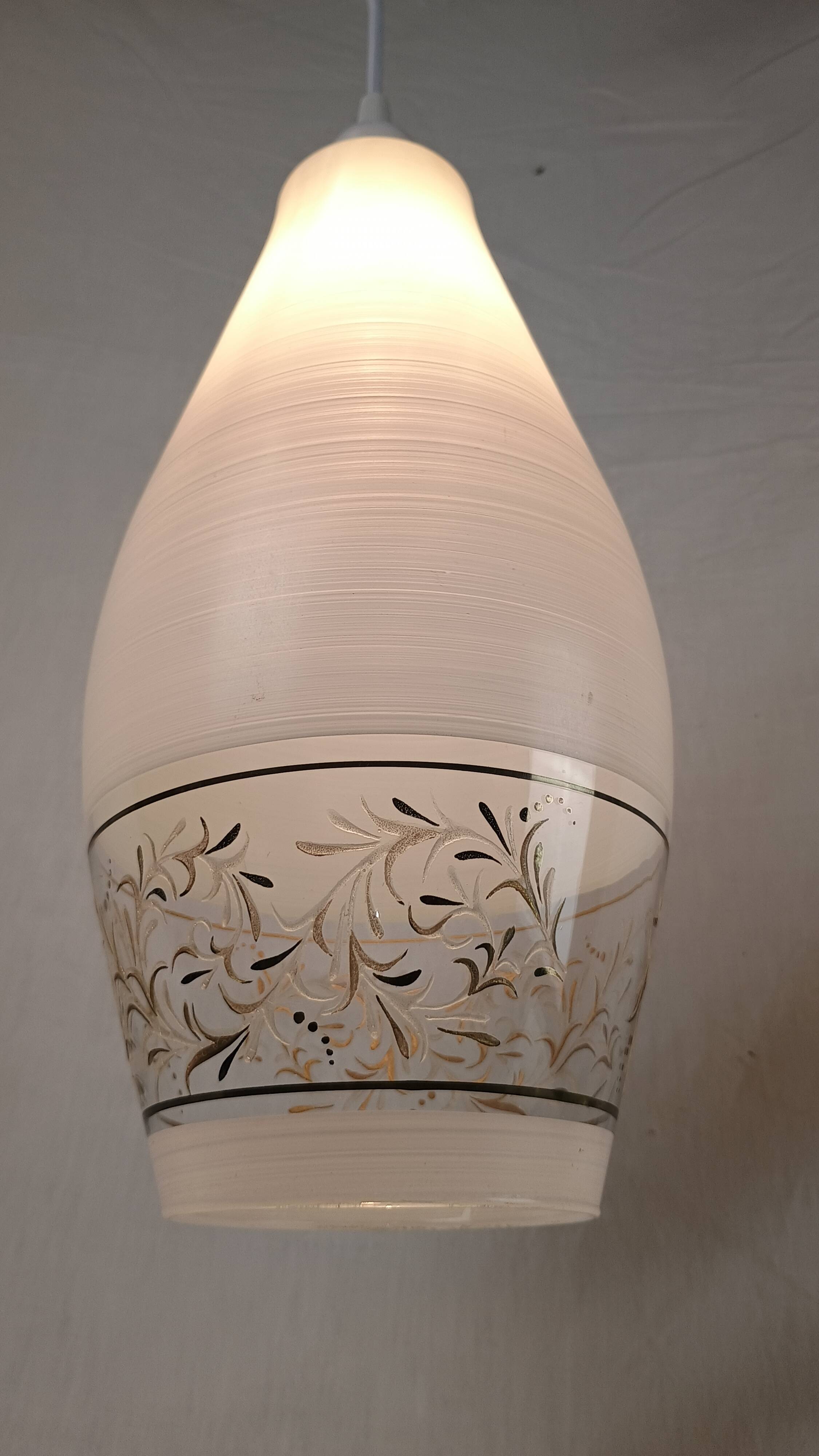 Lunel vintage textured glass pendant light, 1960s French design