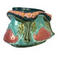 Polychrome slip planter decorated with flower garland