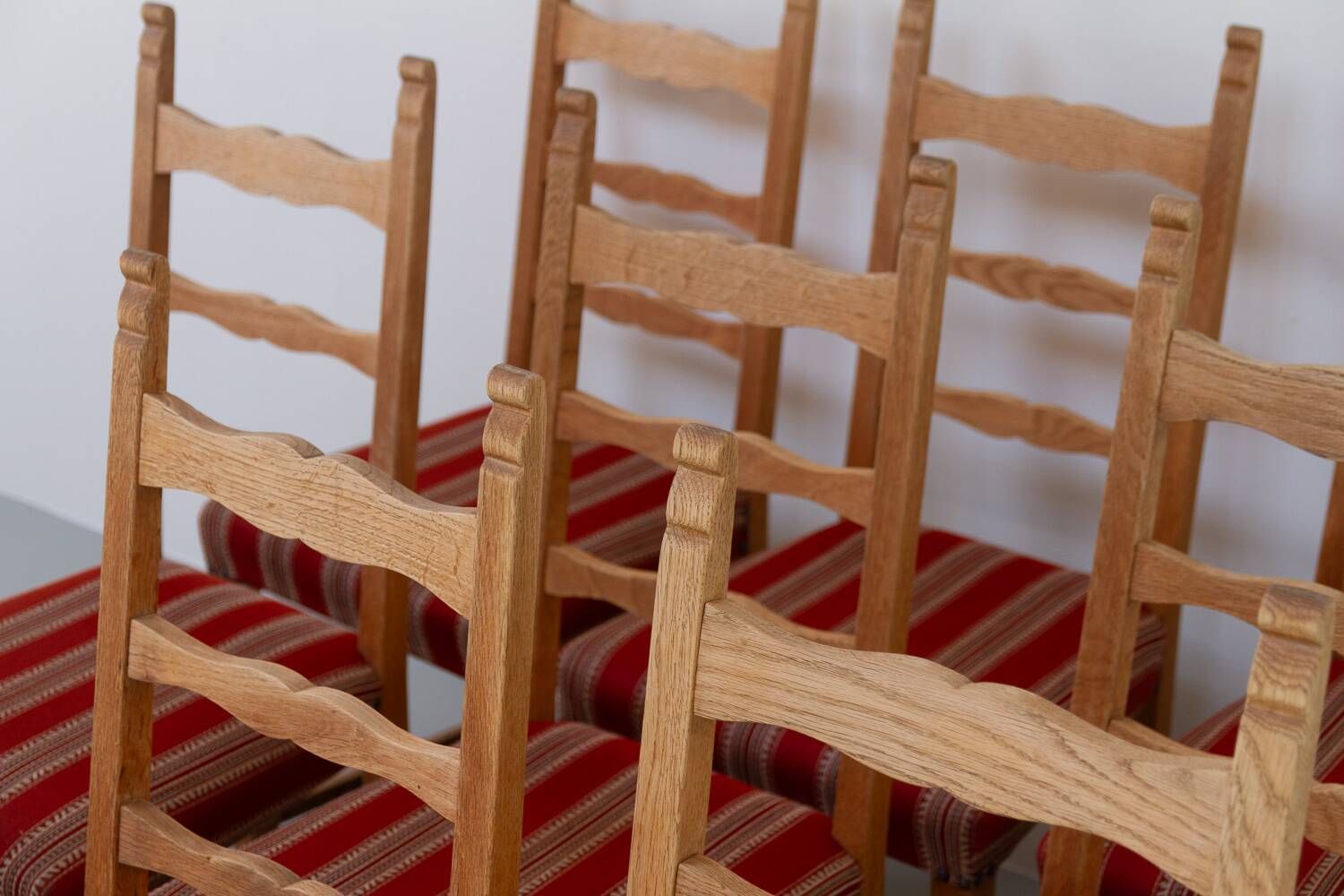 Vintage danish brutalist ladder back oak dining chairs