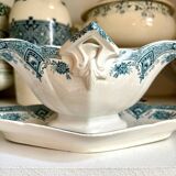 Saucière en terre de fer bleue et blanche