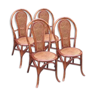 Set of 4 rattan terrace bistro chairs and cannage