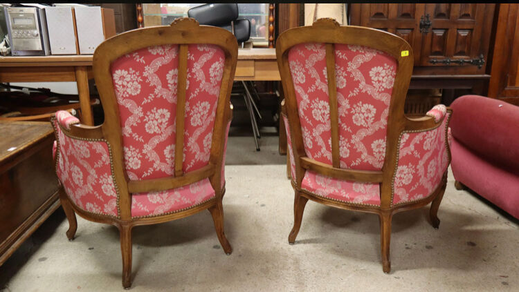 Pair of Louis XV satin-style shepherdesses