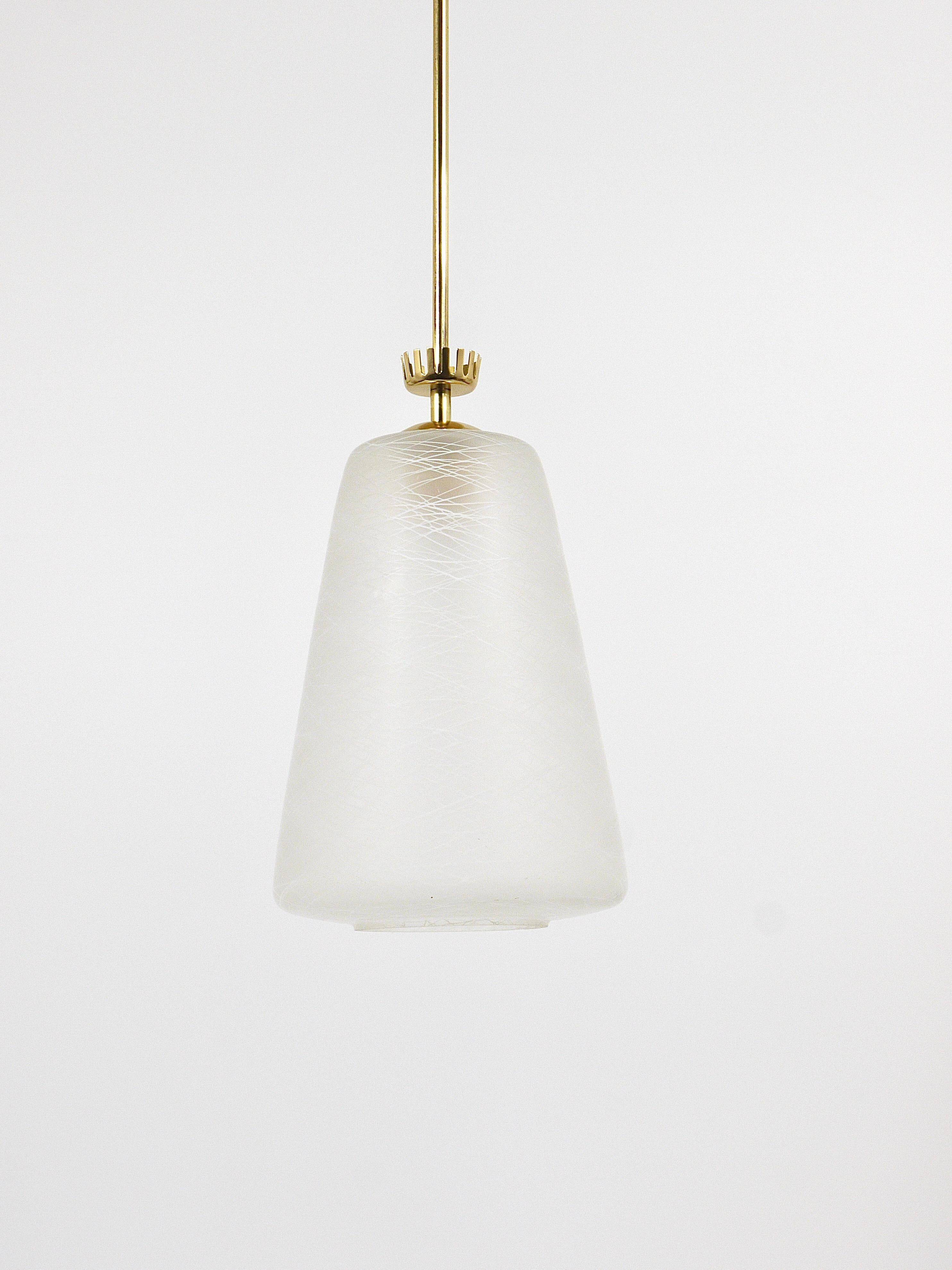 Brass Crown Pendant Light in Gio Ponti Style, Mid-Century, Italy, 1950s