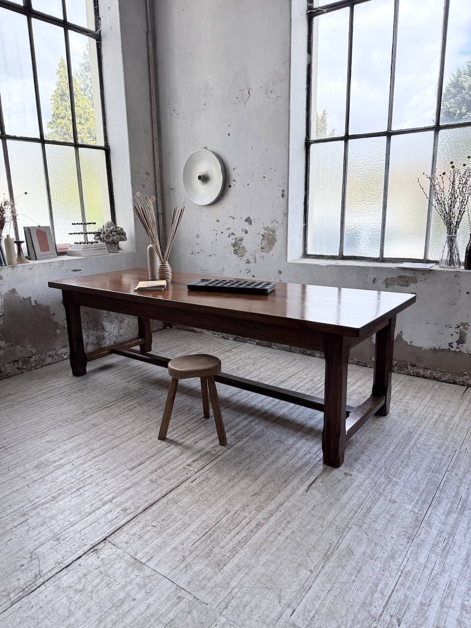 Table de ferme campagne noyer massif XL 250cm