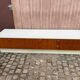 Large Scandinavian low sideboard 220x50cm solid teak & white TV unit 196