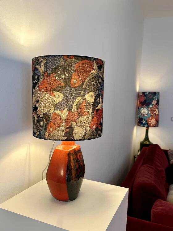 Lampe de table sans fil - convient pour le balcon ou la terrasse - fabriquée à partir d'un vase en céramique vintage de S. P. Gerz.