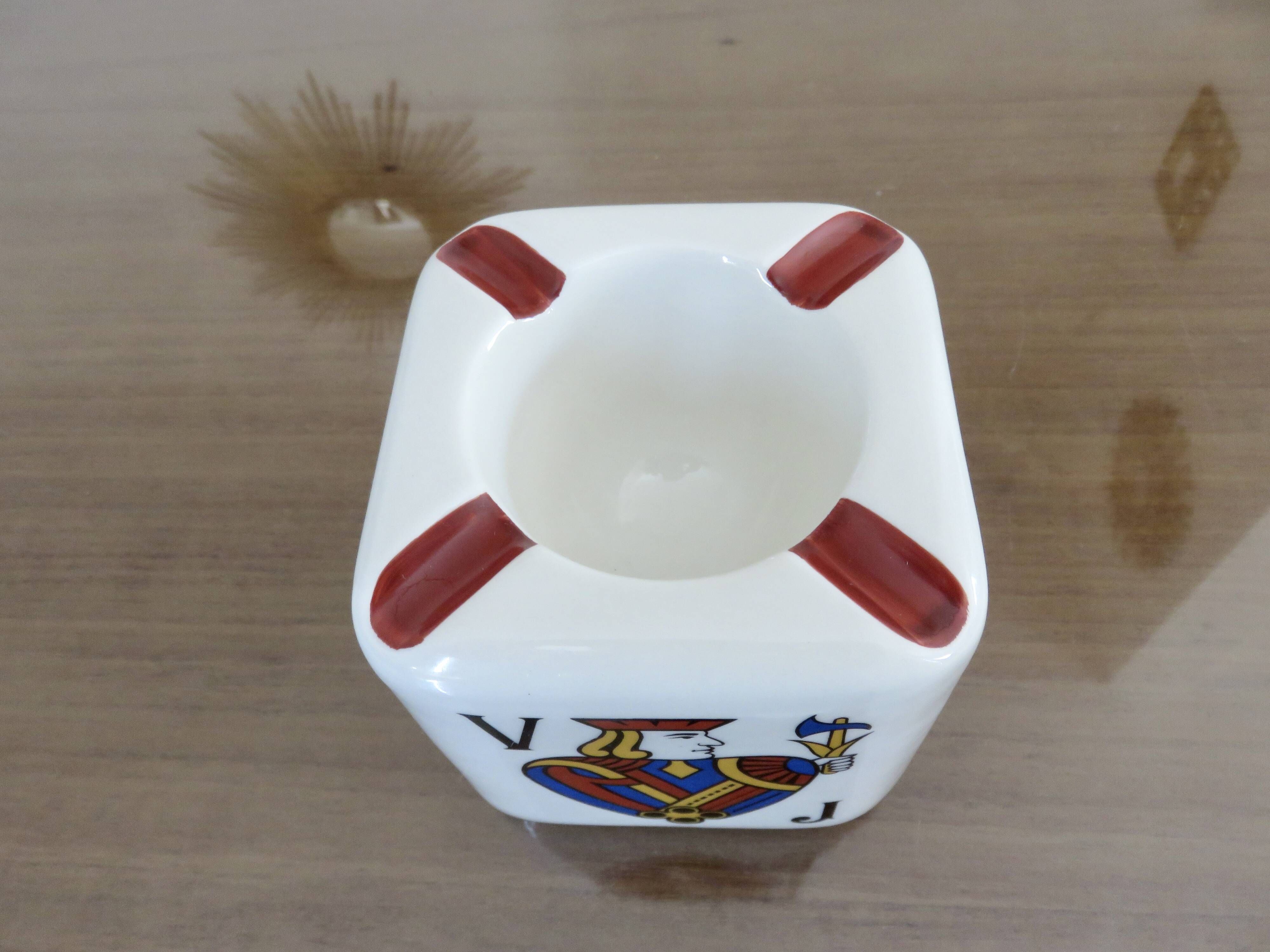 Vintage ceramic ashtray, playing cards, 50s 60s.